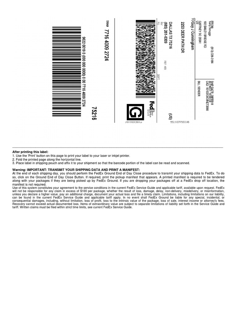 FedEx Shipping Label Instructions | PDF