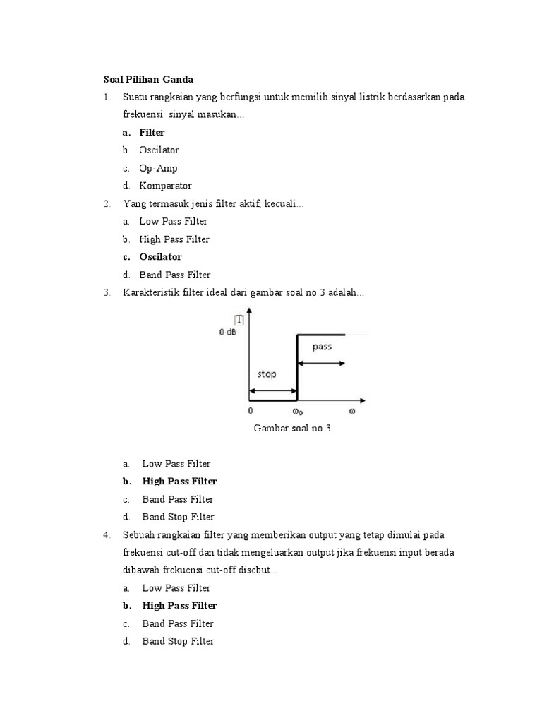Soal Tentang Filter Frekuensi