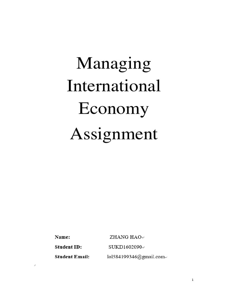Managing International Economy Assignment | PDF | Joint Venture | Trade