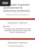 Wastewater Treatment (Pretreatment & Preliminary Treatment) : Pengolahan Pendahuluan Limbah Cair