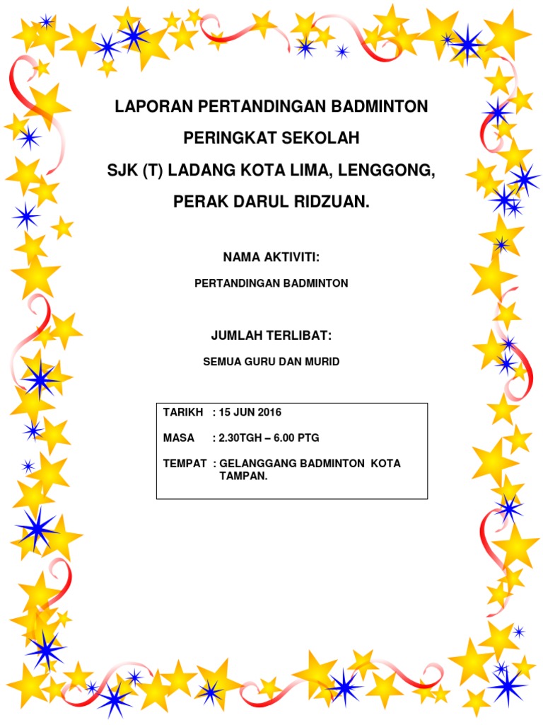 Contoh Laporan Pertandingan Badminton