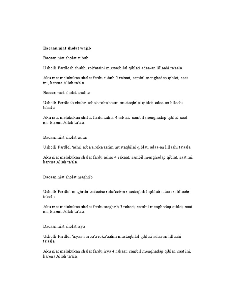 Niat Sholat Kodok Dhuhur Dan Ashar