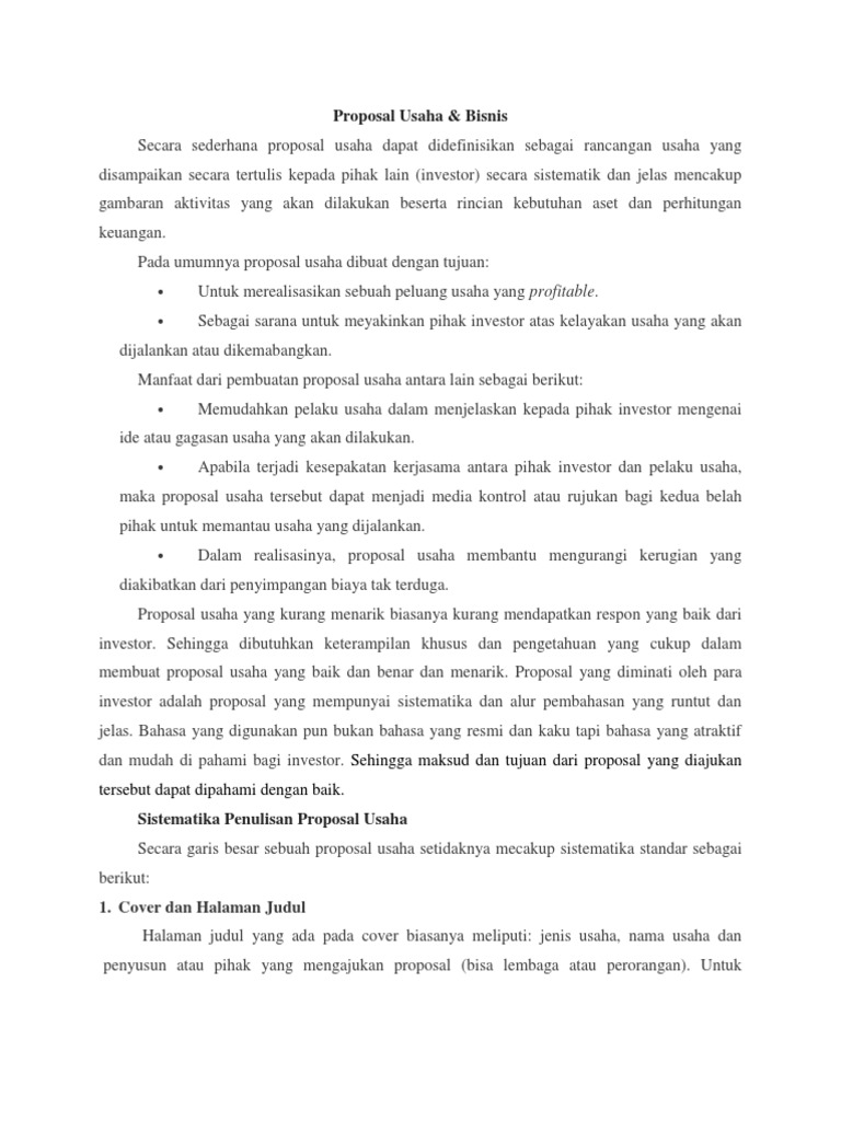 Contoh Proposal Usaha Makanan Kebab | PDF