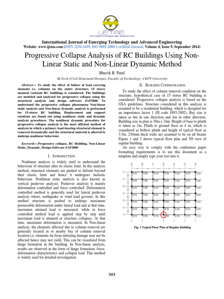 Progressive Collapse Analysis of RC Buildings Using Non - Linear Static ...