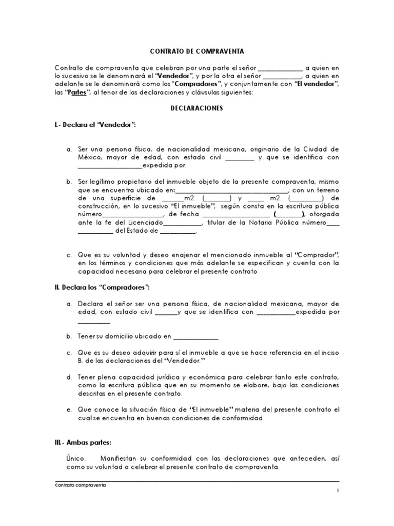 Contrato De Compraventa Pagos Ley común