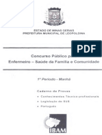 Ibam 2010 Prefeitura de Leopoldina MG Enfermeiro Saude Da Familia e Comunidade Prova