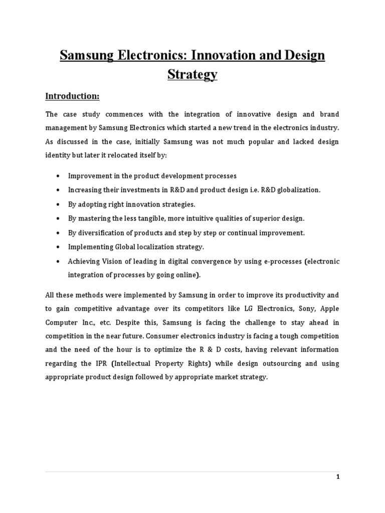 Samsung Electronics - Innovation and Design Strategy | PDF | Samsung ...