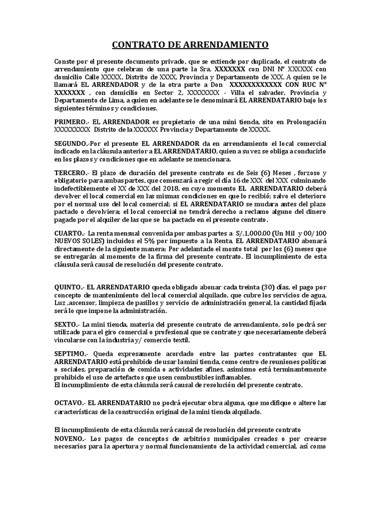 Modelo Contrato Alquiler | PDF | Gobierno