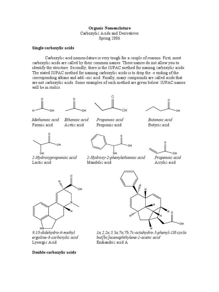 Organic Chemistry Nomenclature - Carboxylic Acids | PDF | Ester ...