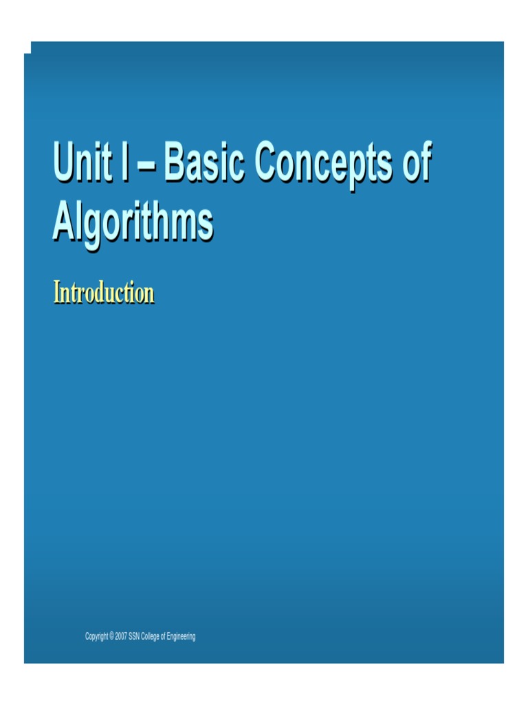 Unit I - Basic Concepts of Algorithms | PDF | Algorithms | Time Complexity