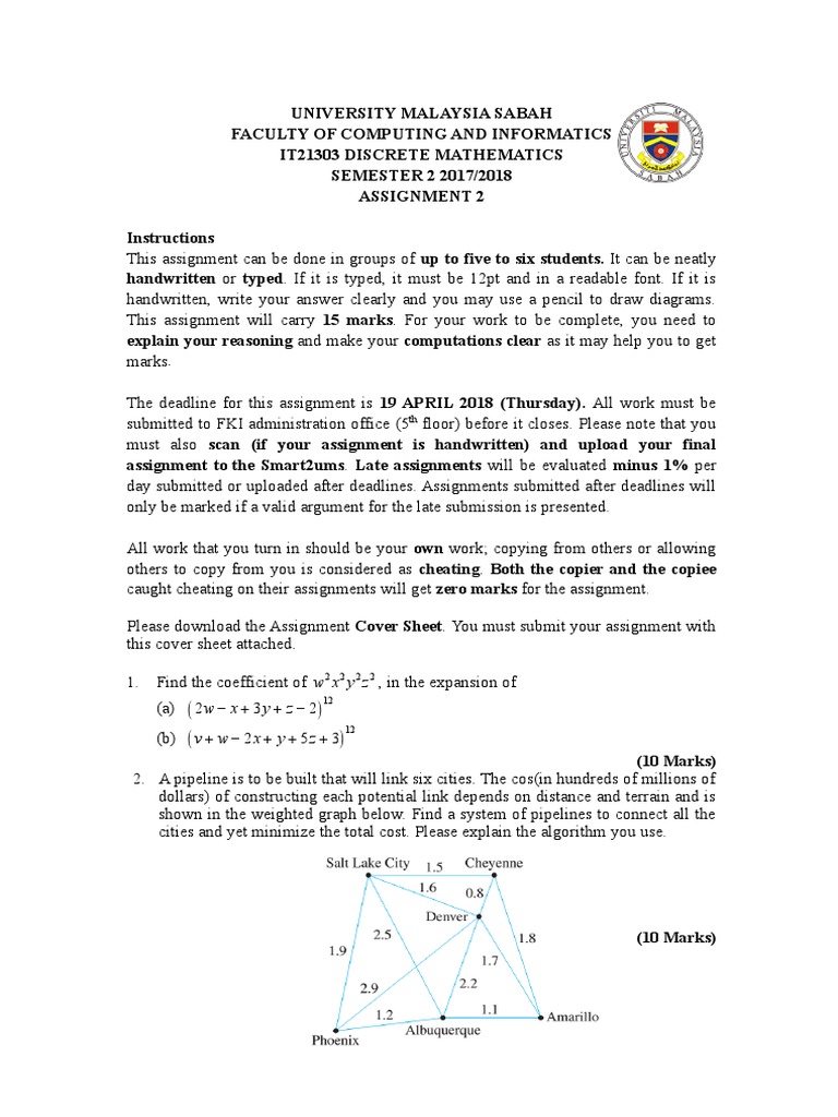 UMS Discrete Mathematics Assignment 2 | PDF | Algorithms | Mathematical ...