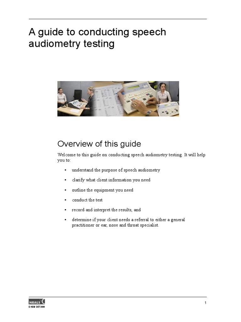 Guide To Speech Audiometry | PDF | Hearing | Hearing Loss