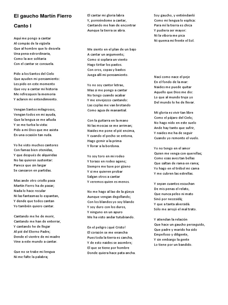 El Gaucho Martín Fierro Canto 1 Pdf