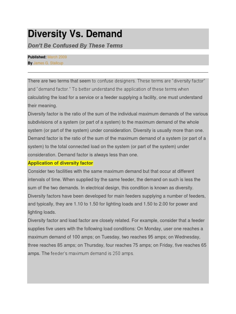 Understanding Diversity Factor vs. Demand Factor Key Distinctions and