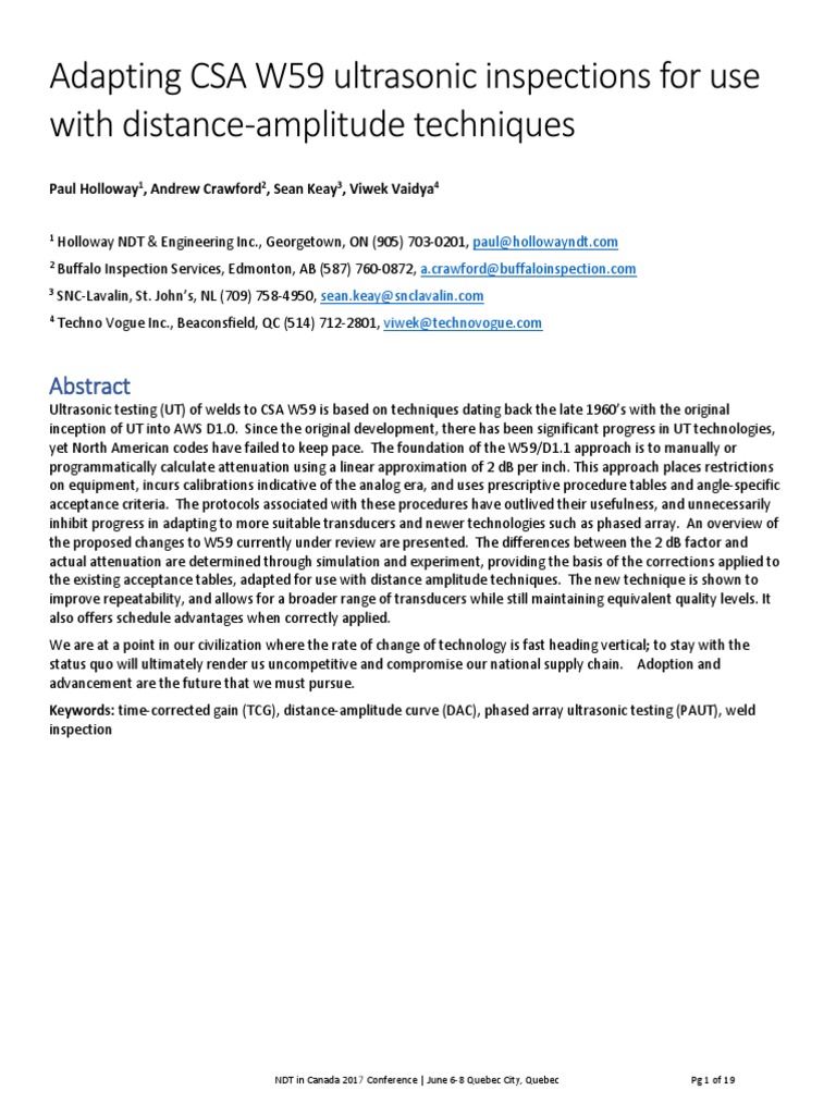 Modernizing Ultrasonic Testing for CSA W59 | PDF | Nondestructive ...