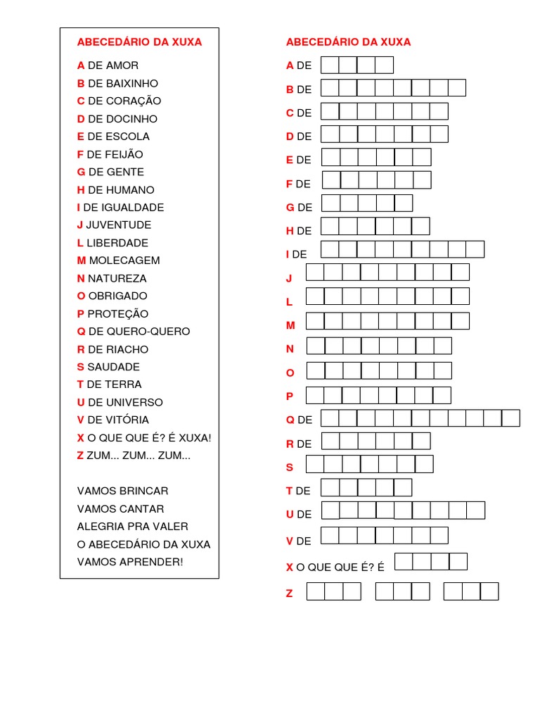 Abecedário Da Xuxa | PDF, image size:768x1024