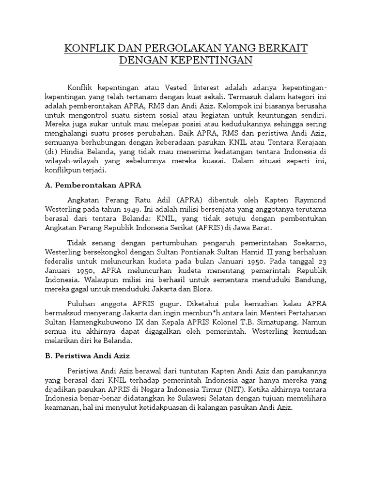 Konflik Dan Pergolakan Yang Berkait Dengan Kepentingan PDF