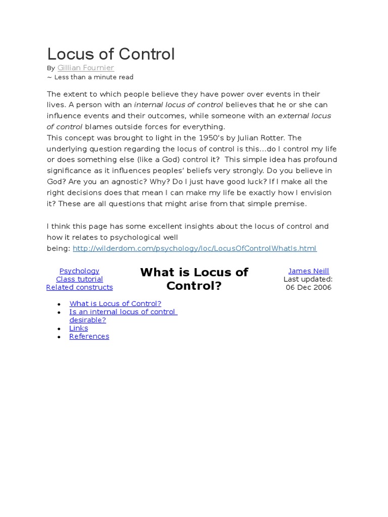 Locus of Control | Reinforcement | Personality Psychology