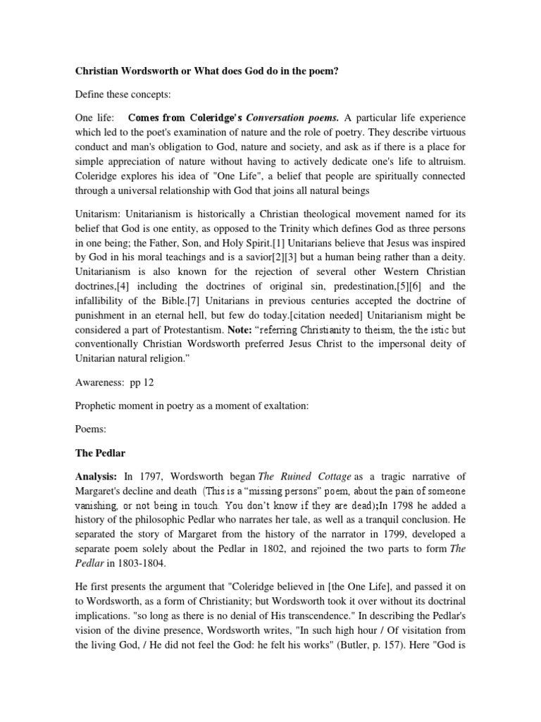 Christian Wordsworth or What Does God Do in The Poem? PDF God In