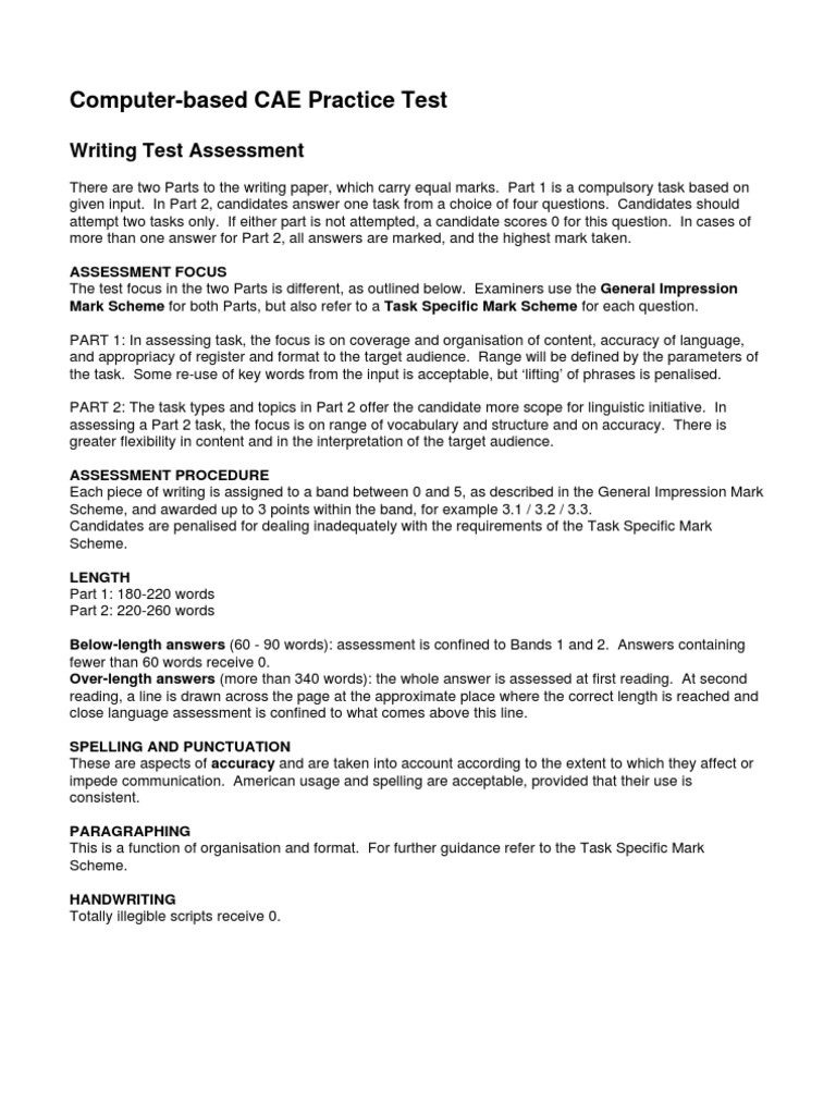 CAE Writing Test Practice Guide | PDF | Question | Vocabulary