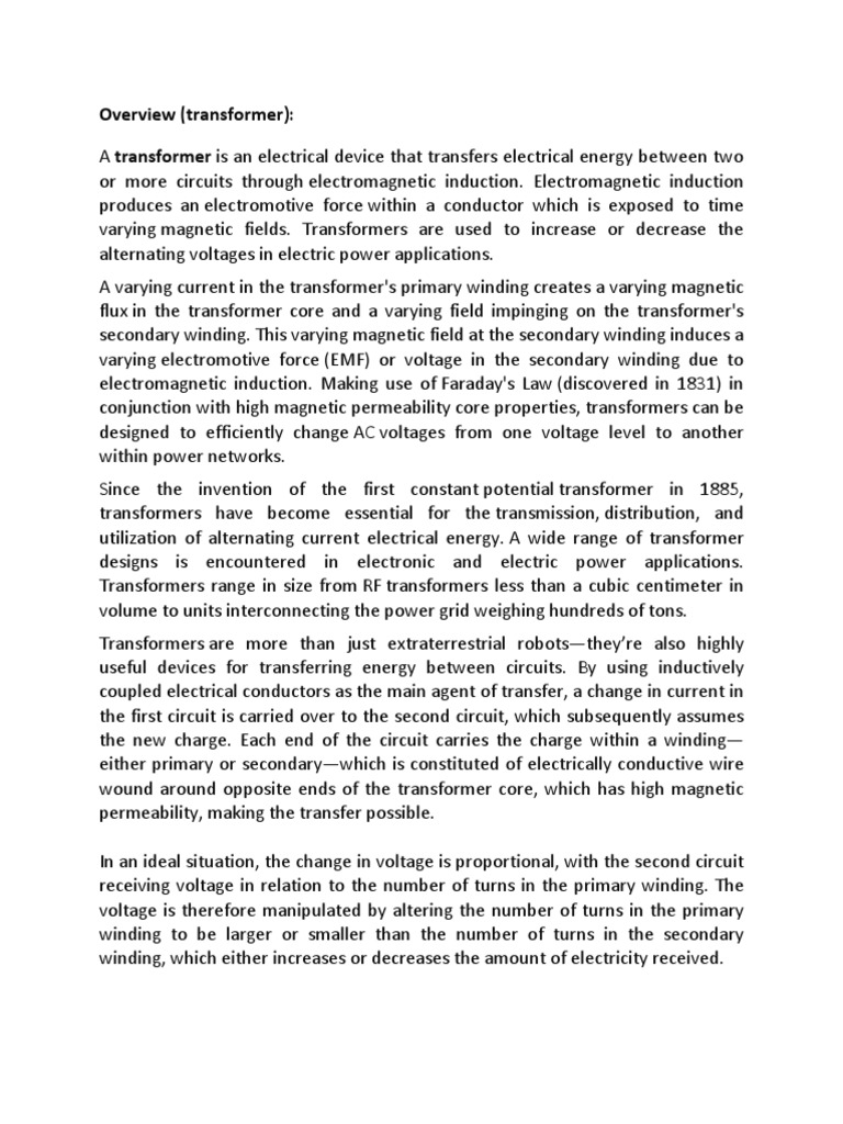 Understanding Transformers and Induction | PDF | Electromagnetic ...
