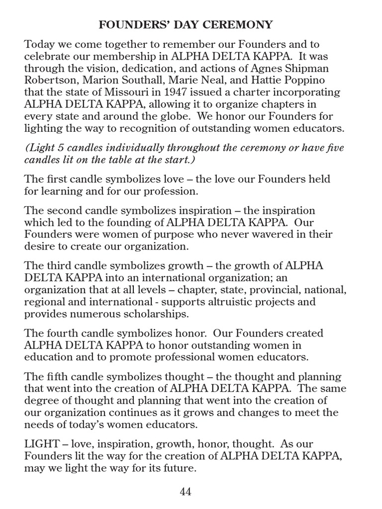 Founders Day Ceremonies PDF Fraternities And Sororities Quilt