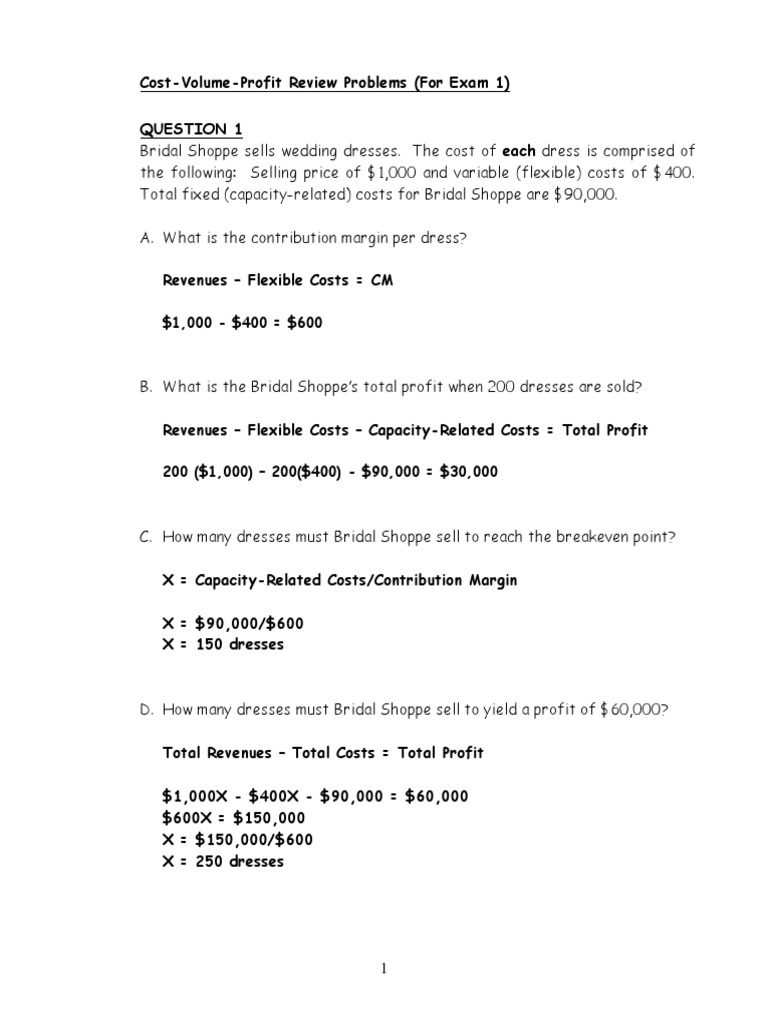 CVP Analysis Practice Problems | PDF | Business Economics | Marketing