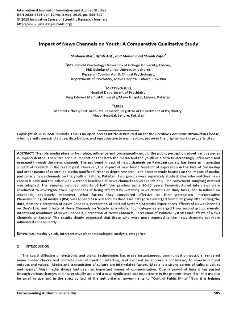 Impact of News Channels On Youth: A Comparative Qualitative Study | PDF ...