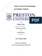 An Introduction To Linear Programming and Simplex Method: Mubin Yasin