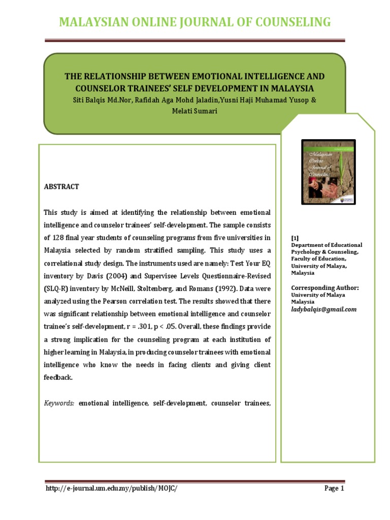 The Relationship Between Emotional Intelligence and COUNSELOR TRAINEES ...