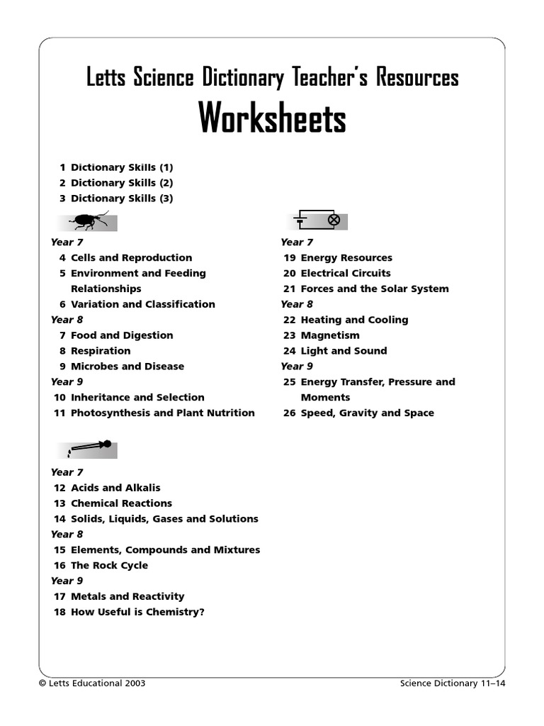 ks3 science20dictionary worksheets pdf rock geology ph