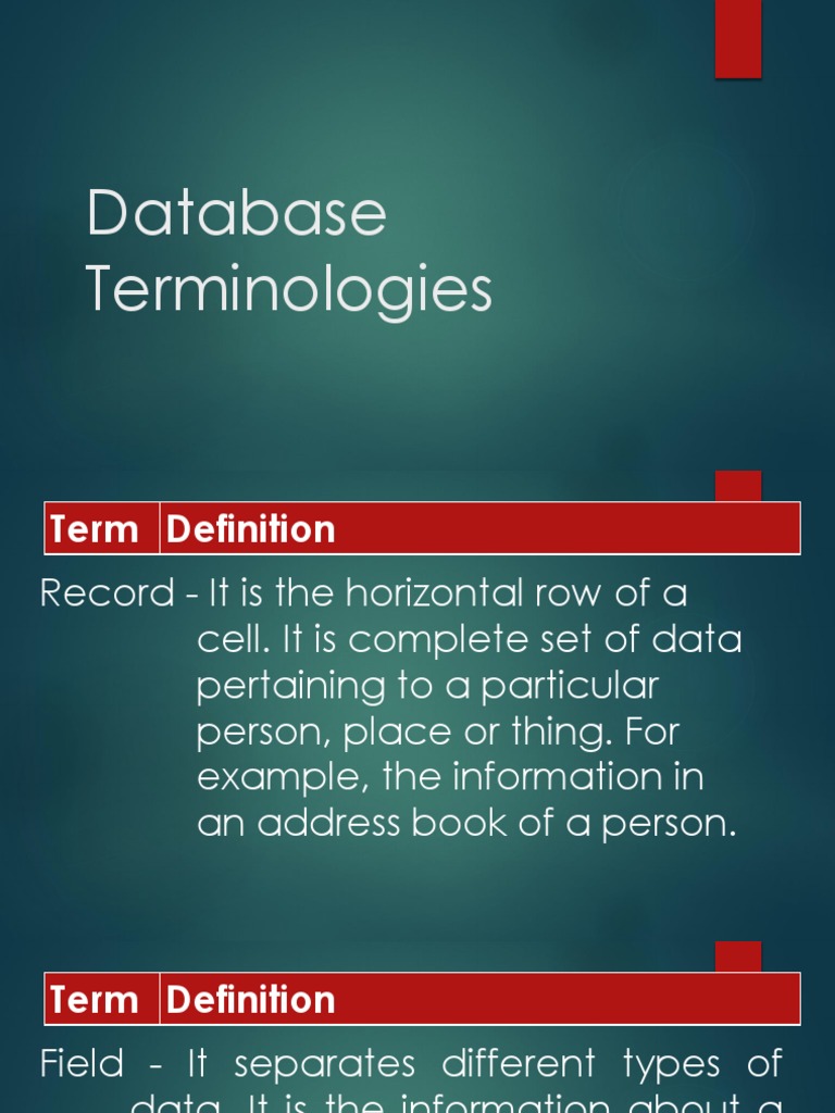 Database Terminologies | PDF