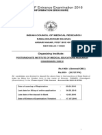 ICMR JRF Entrance Examination 2016: Information Brochure