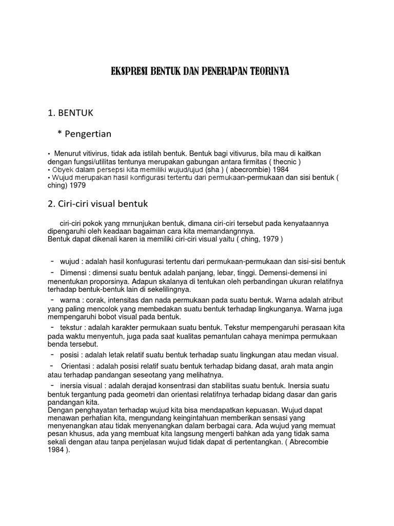 Ekspresi Bentuk Dan Penerapan Teorinya PDF Seni