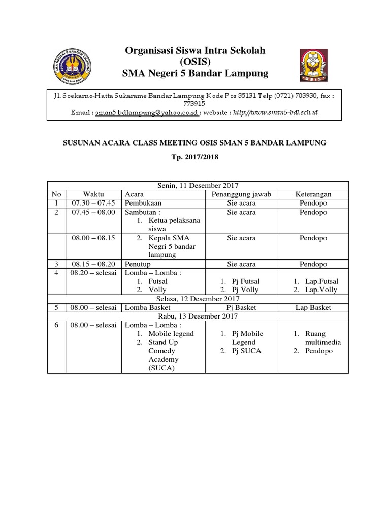 Rundown Class Meeting