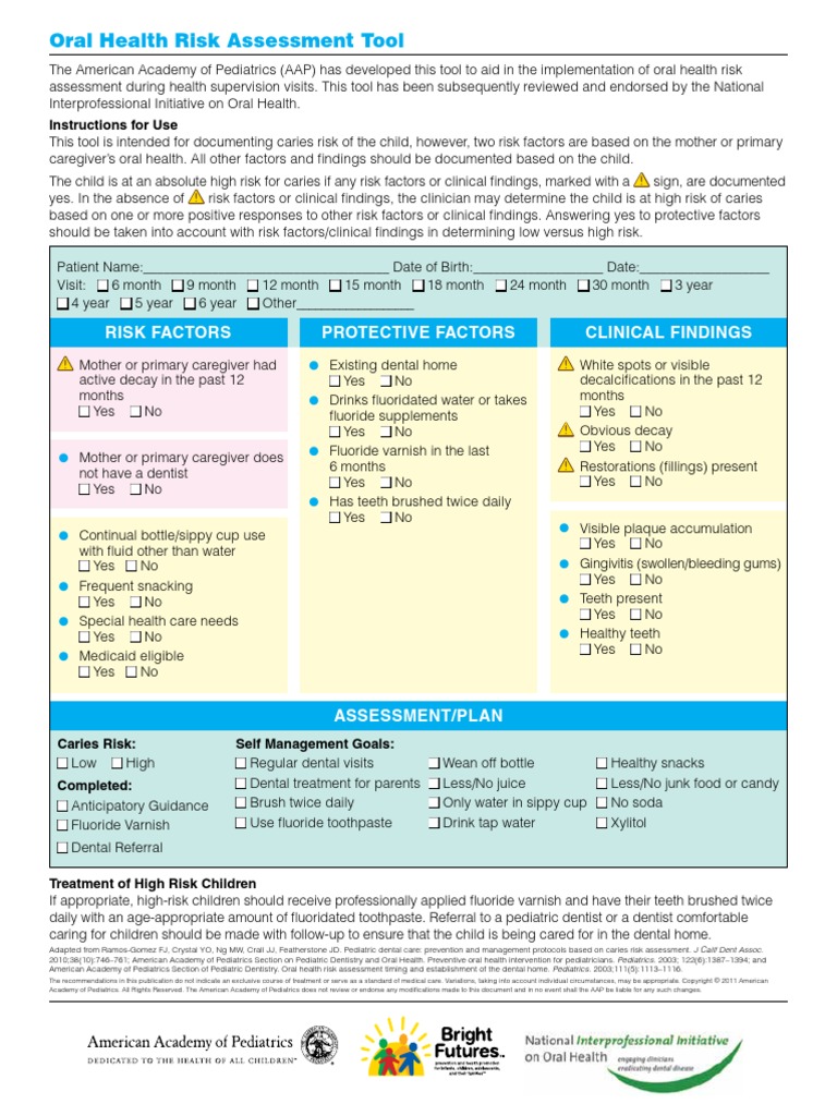 Oral Health Risk Assessment Tool Pdf Oral Hygiene Human Tooth