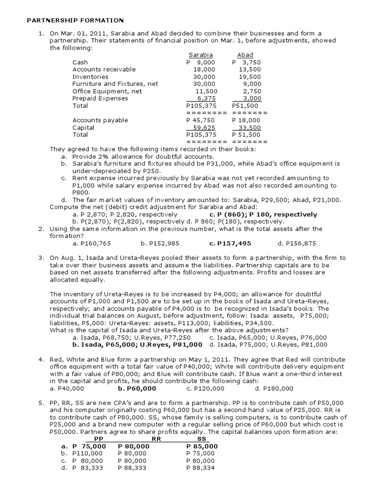 Partnership PDF Debits And Credits Expense