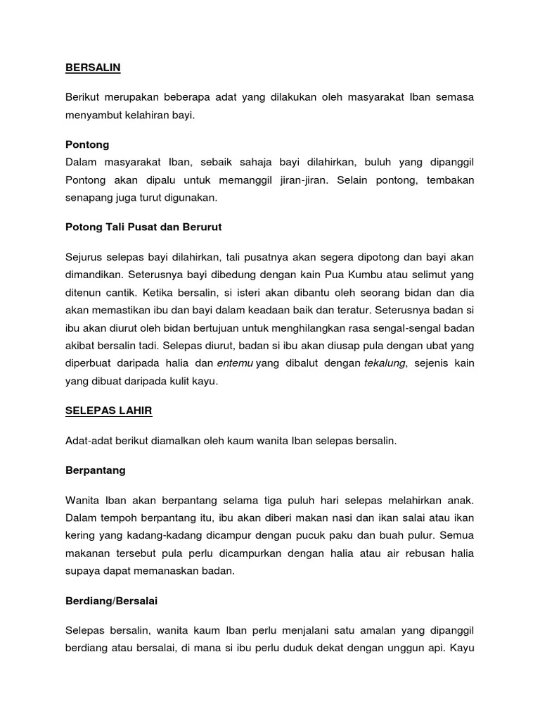 Berdiang Selepas Bersalin