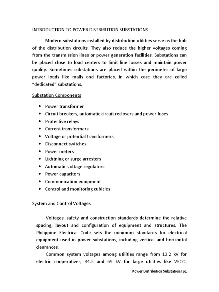 Power Distribution Substations PDF | PDF | Electrical Substation ...