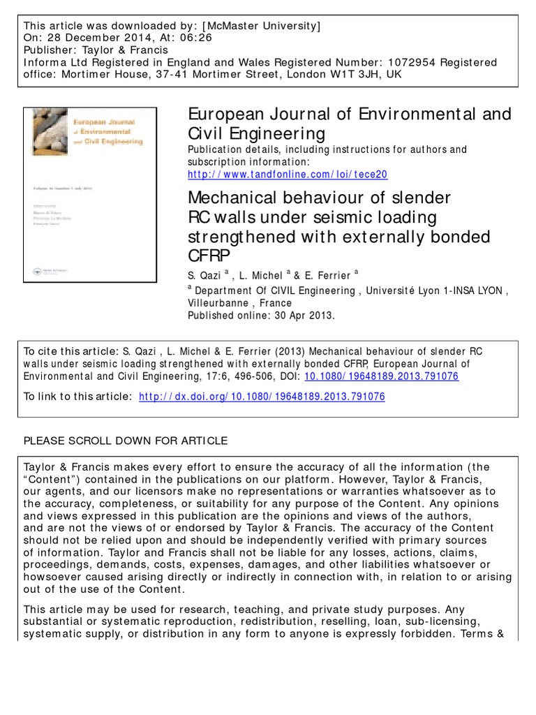 European Journal of Environmental and Civil Engineering | PDF ...