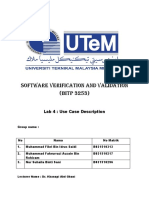 Software Verification and Validation (Bitp 3253) : Lab 4: Use Case Description
