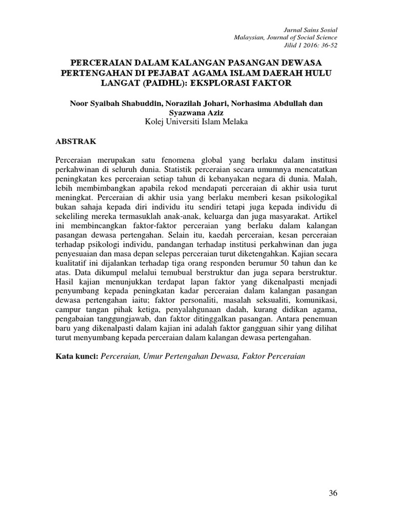 Perceraian Dalam Kalangan Pasangan Dewasa Pdf