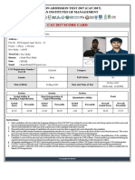 Cat 2017 Score Card: Common Admission Test 2017 (Cat 2017) Indian Institutes of Management