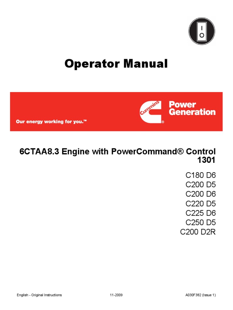 Operator Manual 6CTAA8.3 Engine Manual (PCC 1301) | Turbocharger | Fuel  Injection