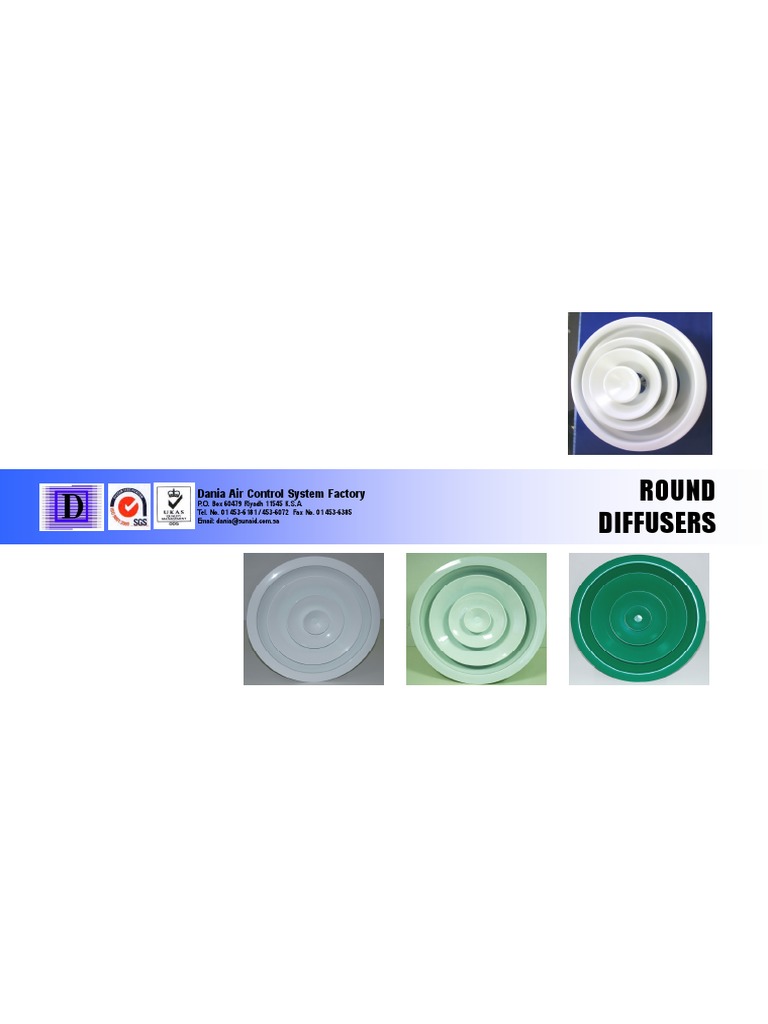 Round Diffusers Product Catalogue | PDF | Duct (Flow) | Hvac
