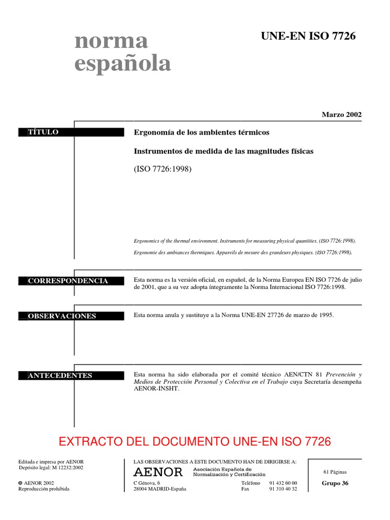 ISO 7726: Ergonomía Térmica y Medición | PDF | Temperatura | Medición