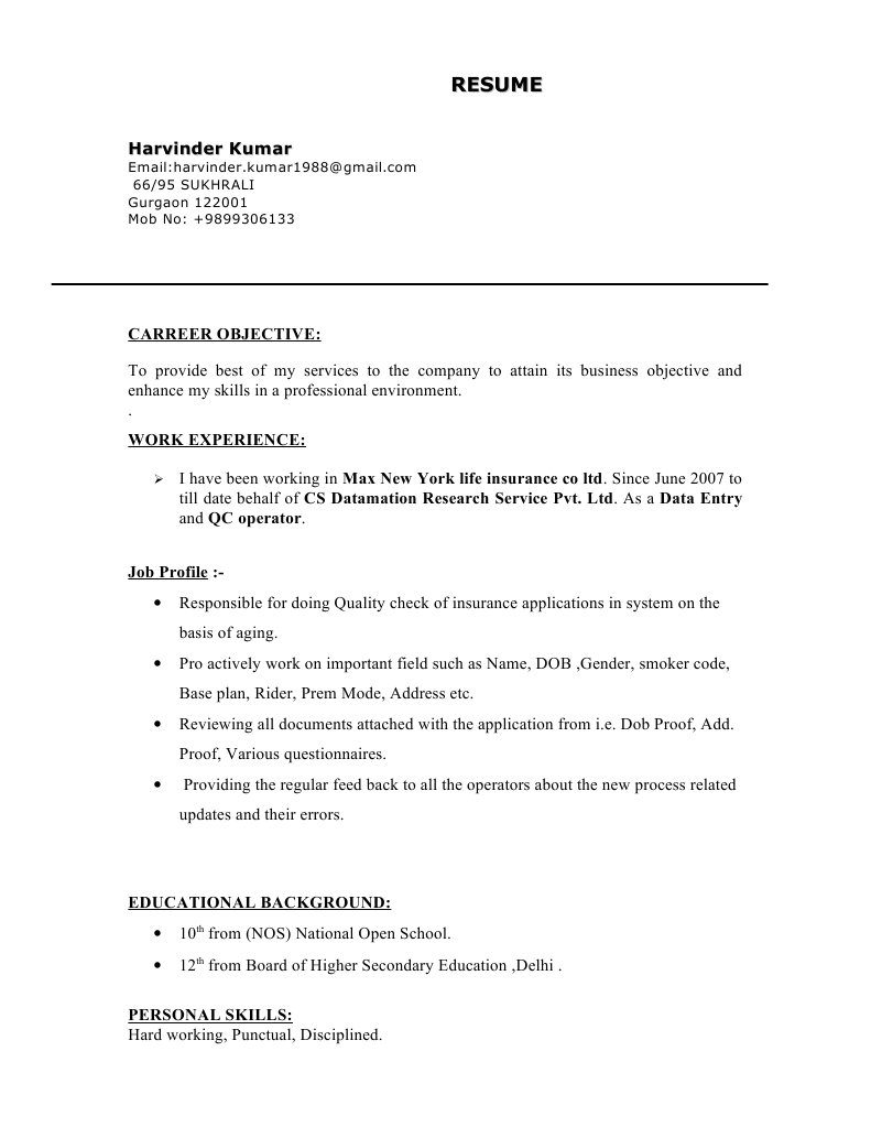 Harvinder Kumar's Professional Resume | PDF
