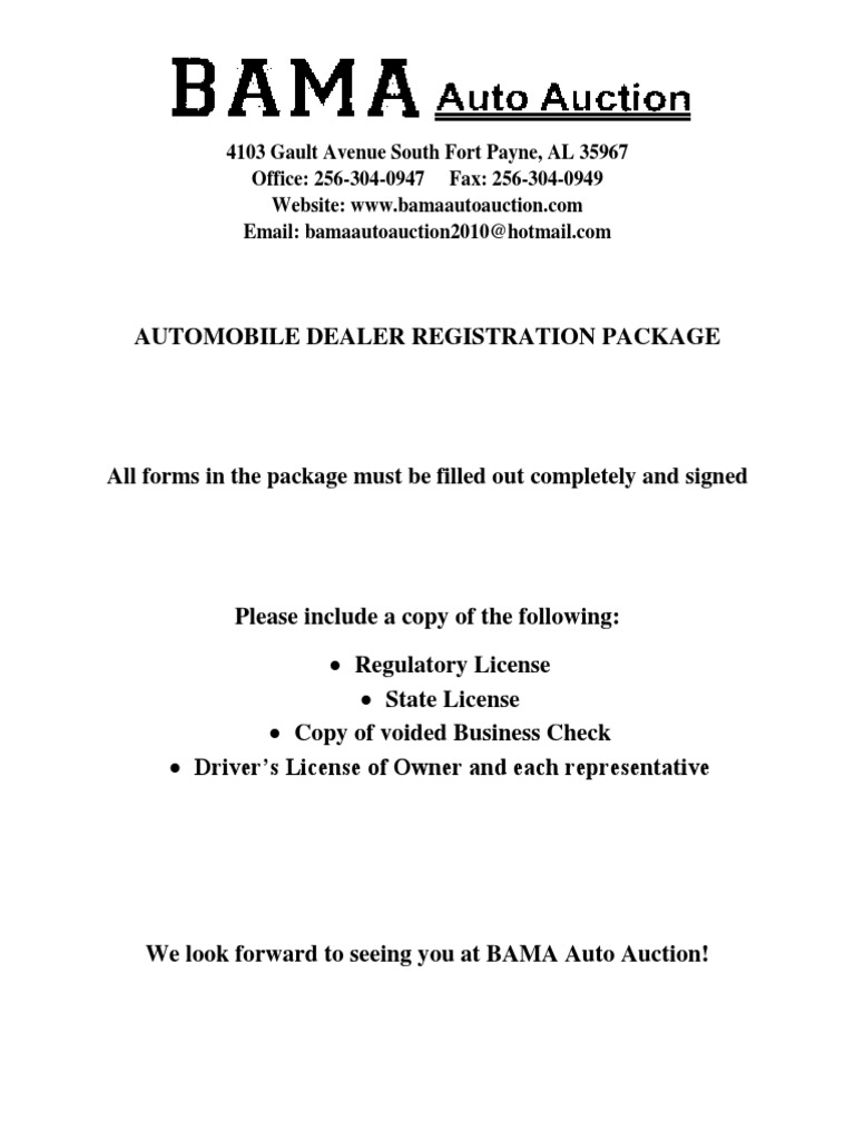BAMA Auto Auction Dealer Registration | PDF | Power Of Attorney | Law ...