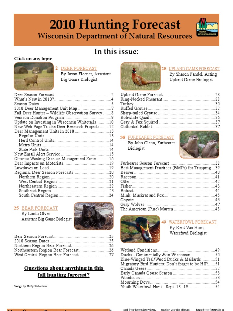 2010 Wisconsin Hunting Season Forecast Hunting Deer