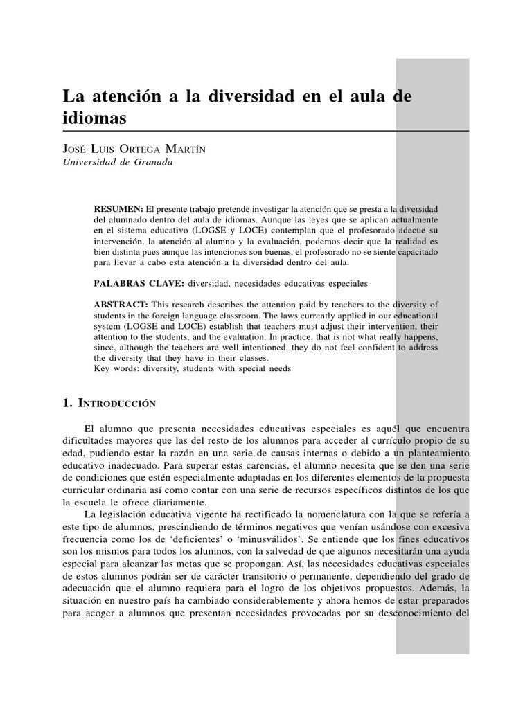 Atención a la diversidad en idiomas | PDF | Plan de estudios | Evaluación